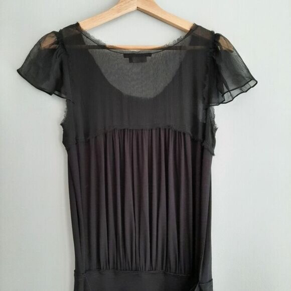 BCBG Max Azria Pleated Defined Waist Knee Length Midi Dress Black Sz XS - Picture 9 of 15